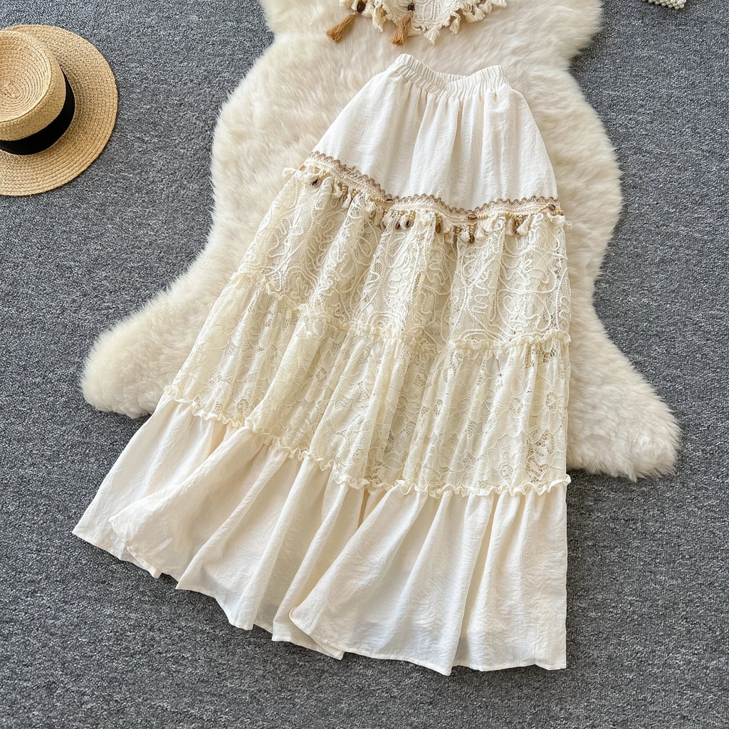 New Summer 2 Piece Set Women Sleeveless Top High Waist Mesh Skirts Set